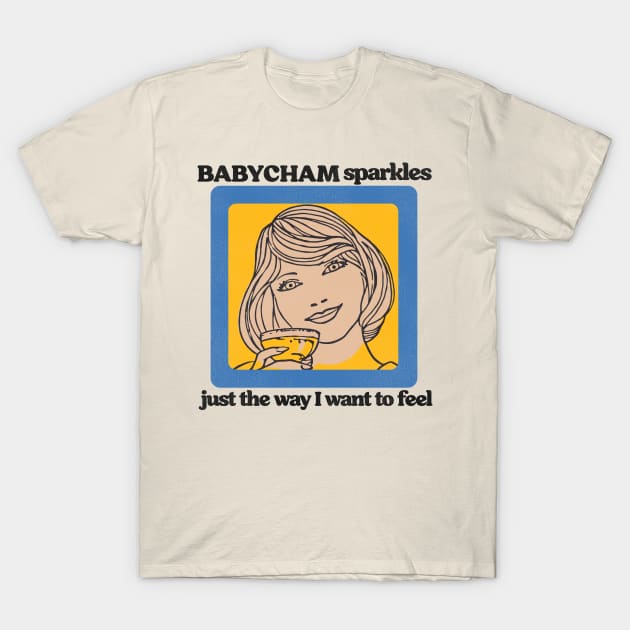 Retro Defunct Babycham Sparkles Perry T-Shirt by darklordpug